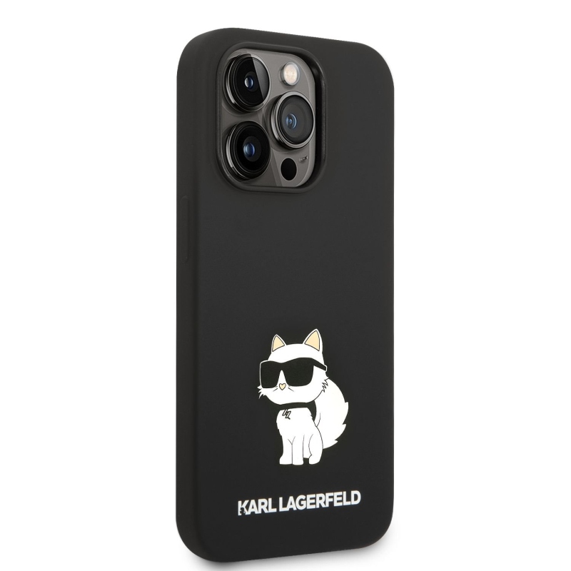 Karl Lagerfeld Liquid Silicone Choupette NFT Zadný Kryt pre iPhone 14 Pro Black