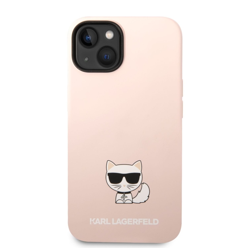 Karl Lagerfeld Liquid silikónový Chúpette zadný kryt pre iPhone 14 Plus ružový