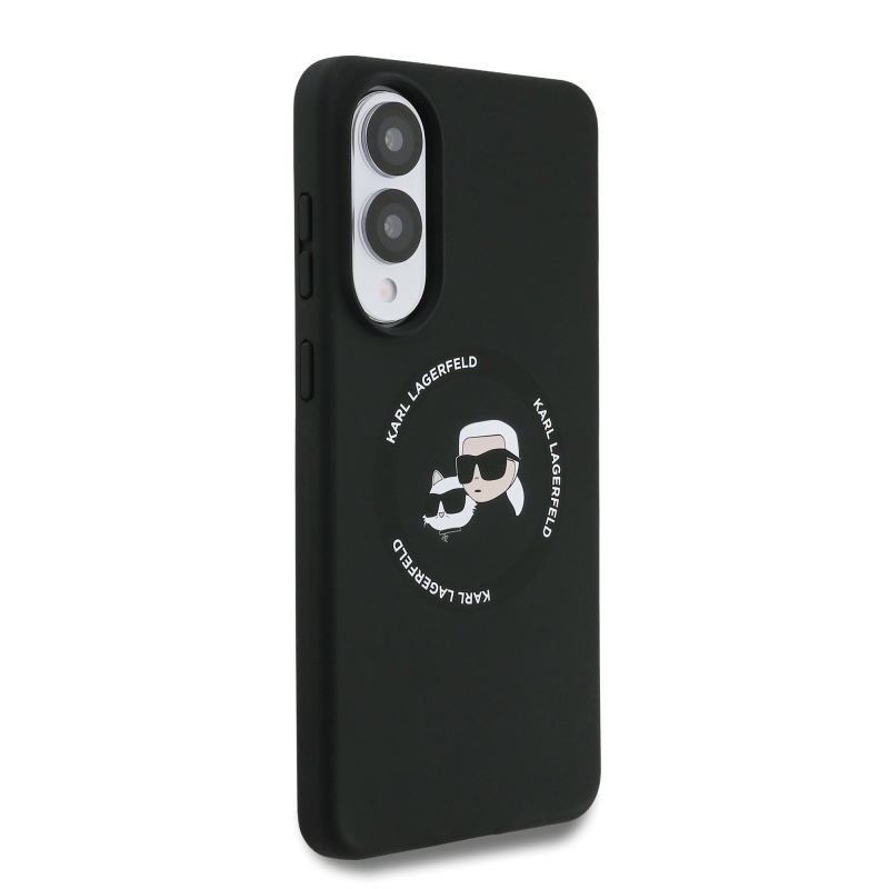 Karl Lagerfeld Liquid Silicone Double Heads MagSafe zadný kryt pre Samsung Galaxy S25 Edge Black
