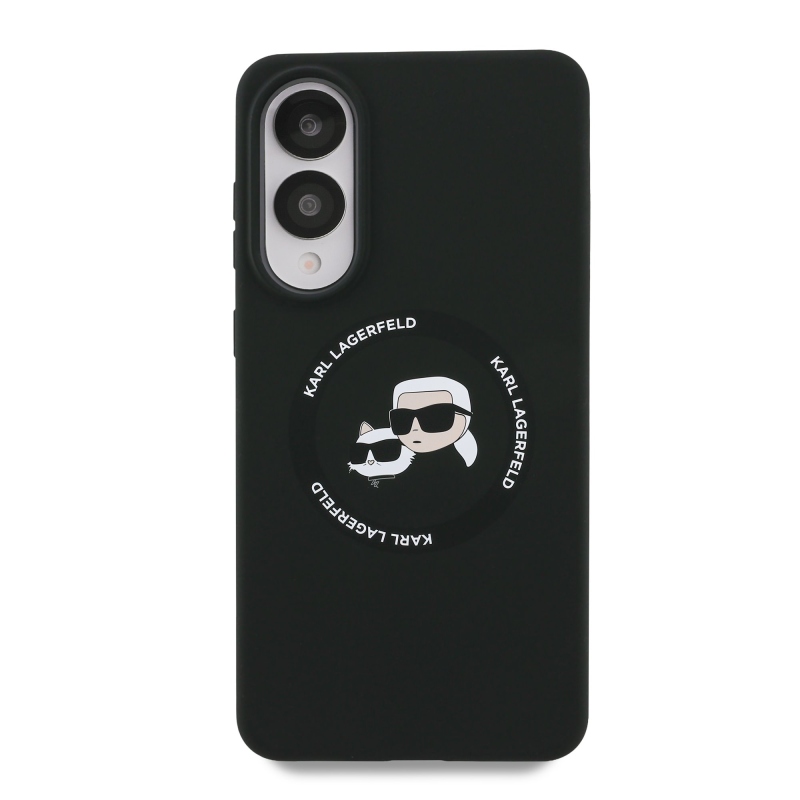 Karl Lagerfeld Liquid Silicone Double Heads MagSafe zadný kryt pre Samsung Galaxy S25 Edge Black