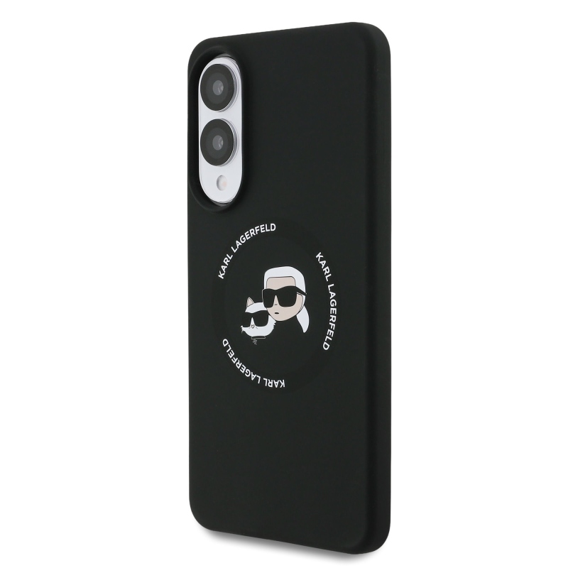 Karl Lagerfeld Liquid Silicone Double Heads MagSafe zadný kryt pre Samsung Galaxy S25 Edge Black