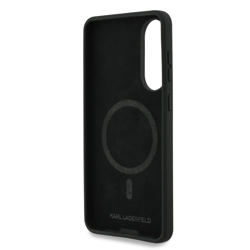Karl Lagerfeld Liquid Silicone Double Heads MagSafe zadný kryt pre Samsung Galaxy S25 Edge Black
