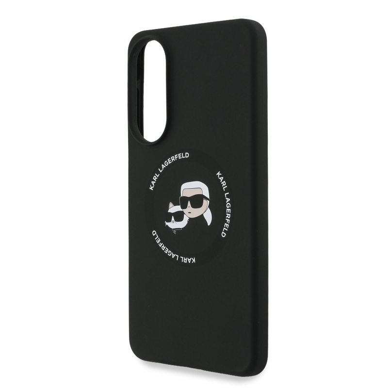 Karl Lagerfeld Liquid Silicone Double Heads MagSafe zadný kryt pre Samsung Galaxy S25 Edge Black