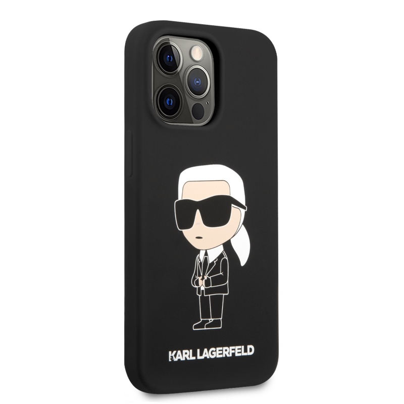 Karl Lagerfeld Liquid silikónový Ikonik NFT zadný kryt pre iPhone 13 Pro čierny