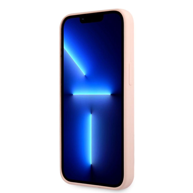 Karl Lagerfeld Liquid silikónový Ikonik NFT zadný kryt pre iPhone 13 Pro ružový