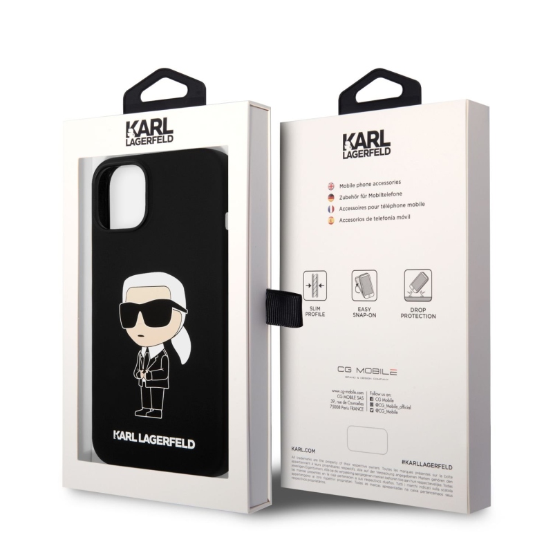 Karl Lagerfeld Liquid silikónový Ikonik NFT zadný kryt pre iPhone 14 Plus čierny