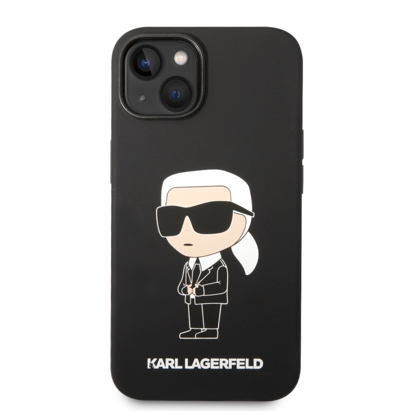 Karl Lagerfeld Liquid silikónový Ikonik NFT zadný kryt pre iPhone 14 Plus čierny