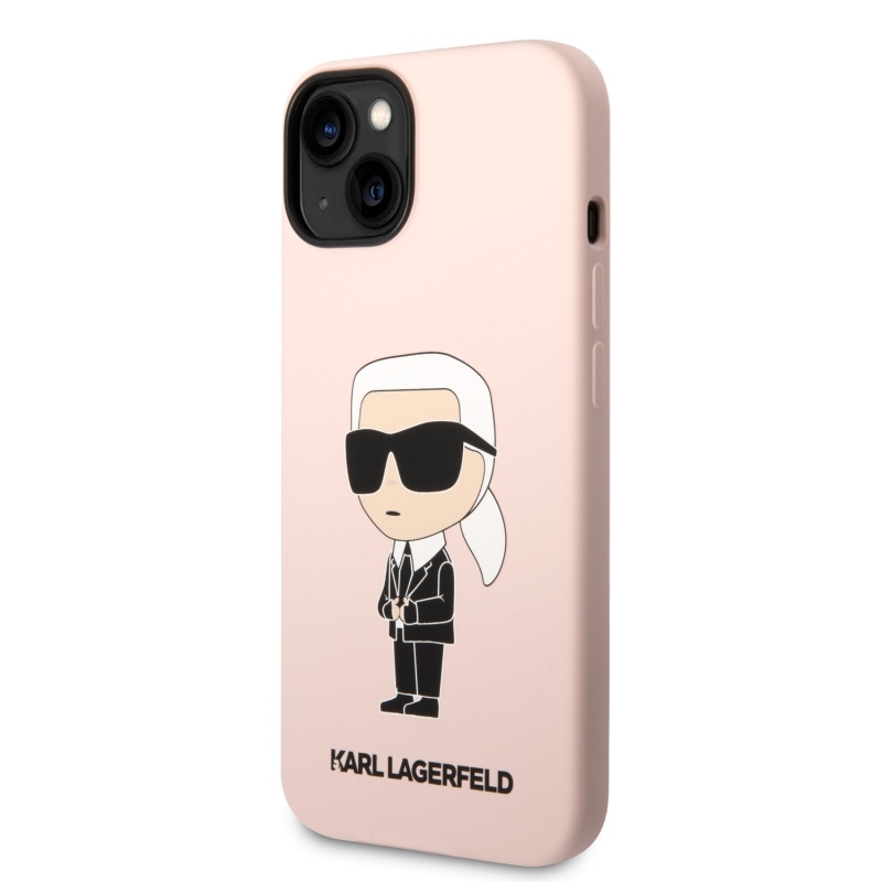 Karl Lagerfeld Liquid silikónový Ikonik NFT zadný kryt pre iPhone 14 Plus ružový