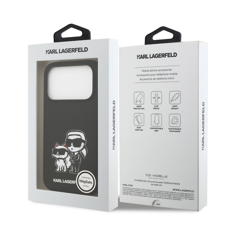 Karl Lagerfeld Liquid Silicone K&CH Sketch MagSafe Back Cover pre iPhone 17 Pro Black