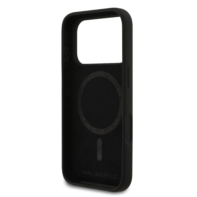 Karl Lagerfeld Liquid Silicone K&CH Sketch MagSafe Back Cover pre iPhone 17 Pro Black