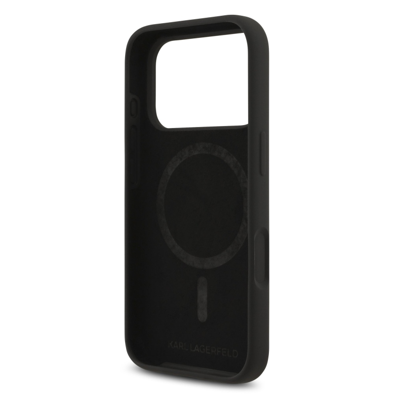 Karl Lagerfeld Liquid Silicone Karl and Choupette MagSafe Zadný Kryt pre iPhone 17 Pro Max Black