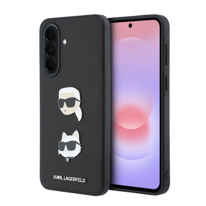 Karl Lagerfeld Liquid Silicone Metal Karl and Choupette Zadný kryt pre Samsung Galaxy A37 Black