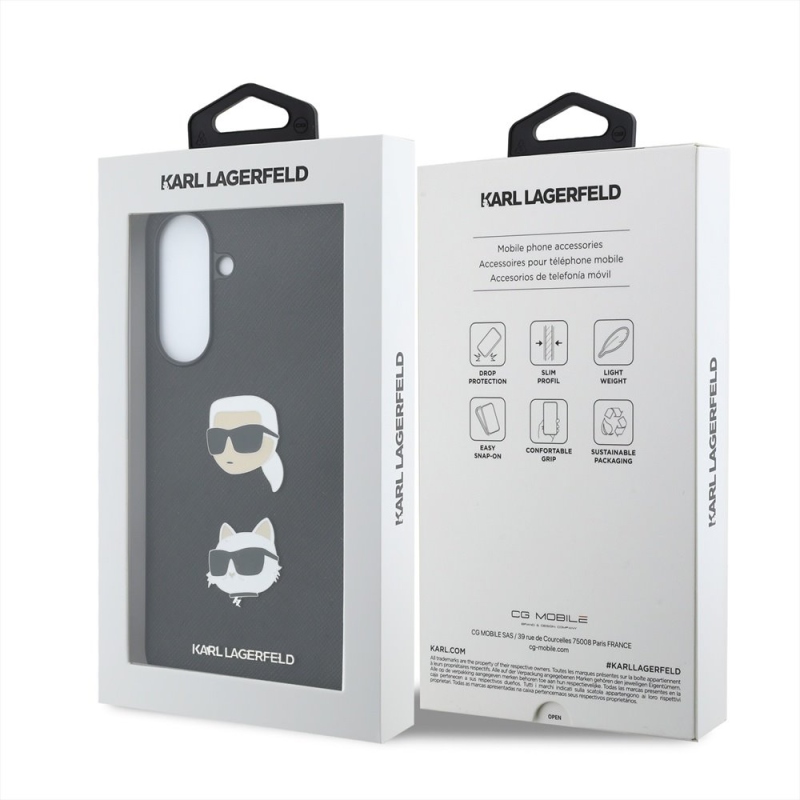 Karl Lagerfeld Liquid Silicone Metal Karl and Choupette Zadný kryt pre Samsung Galaxy A37 Black