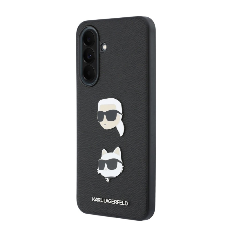 Karl Lagerfeld Liquid Silicone Metal Karl and Choupette Zadný kryt pre Samsung Galaxy A37 Black