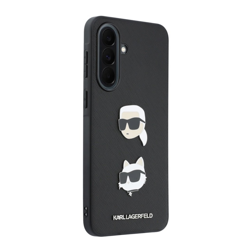 Karl Lagerfeld Liquid Silicone Metal Karl and Choupette Zadný kryt pre Samsung Galaxy A37 Black