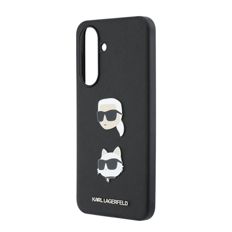 Karl Lagerfeld Liquid Silicone Metal Karl and Choupette Zadný kryt pre Samsung Galaxy A37 Black