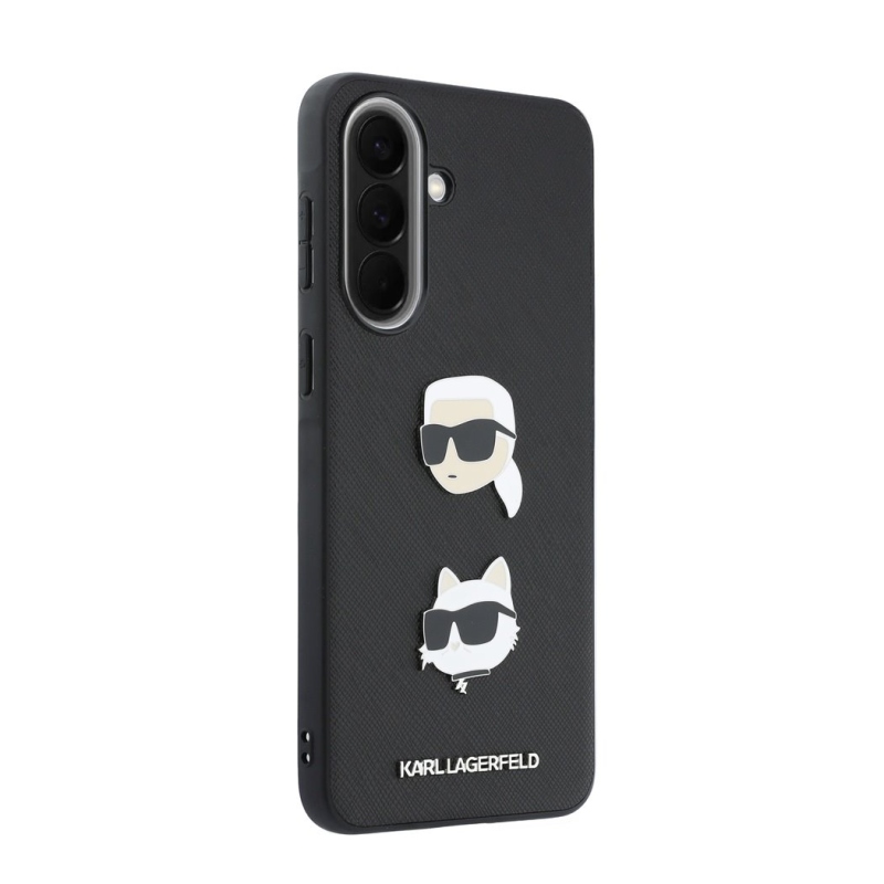 Karl Lagerfeld Liquid Silicone Metal Karl and Choupette Zadný kryt pre Samsung Galaxy A57 Black
