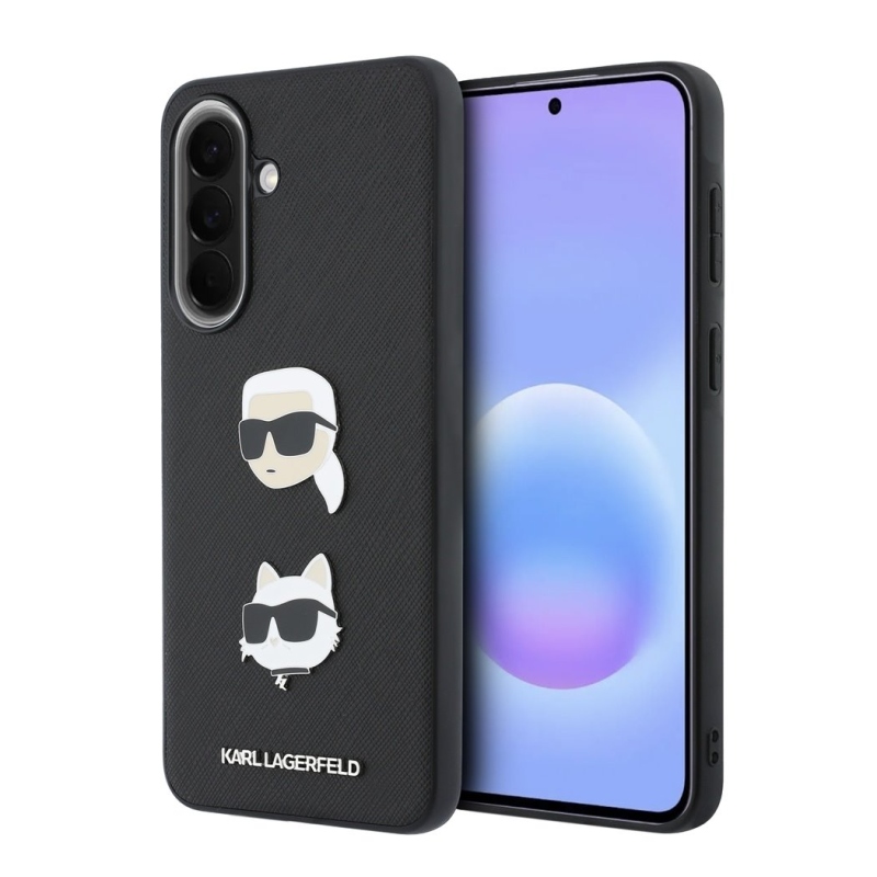 Karl Lagerfeld Liquid Silicone Metal Karl and Choupette Zadný kryt pre Samsung Galaxy A57 Black