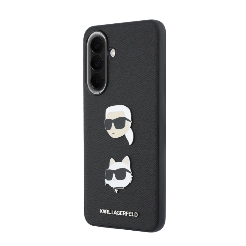 Karl Lagerfeld Liquid Silicone Metal Karl and Choupette Zadný kryt pre Samsung Galaxy A57 Black
