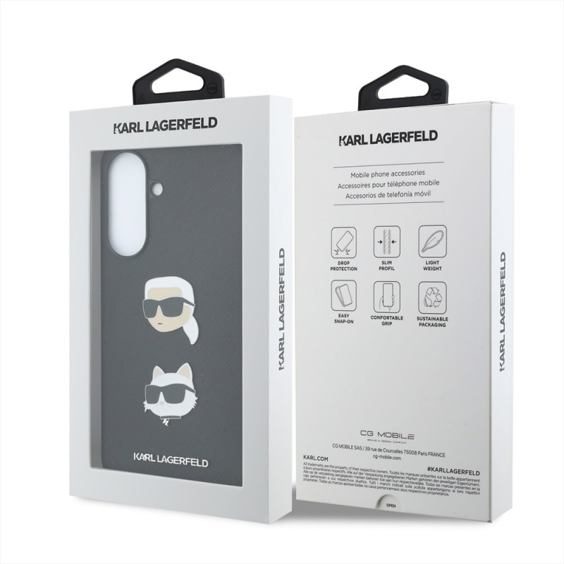 Karl Lagerfeld Liquid Silicone Metal Karl and Choupette Zadný kryt pre Samsung Galaxy A57 Black