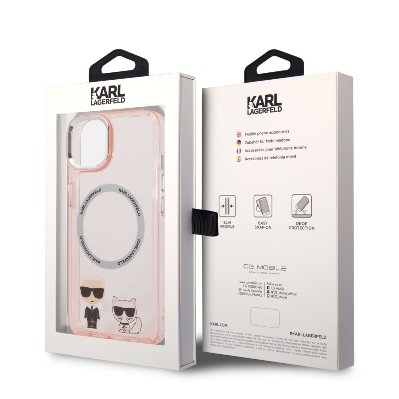 Karl Lagerfeld MagSafe kryt Karl and Choupette pre iPhone 14 ružový