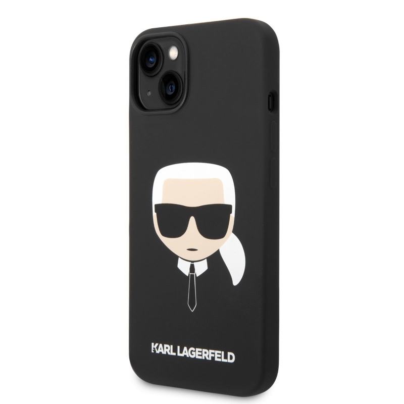 Karl Lagerfeld MagSafe kryt Liquid silikónový Karl Head pre iPhone 14 Plus čierny