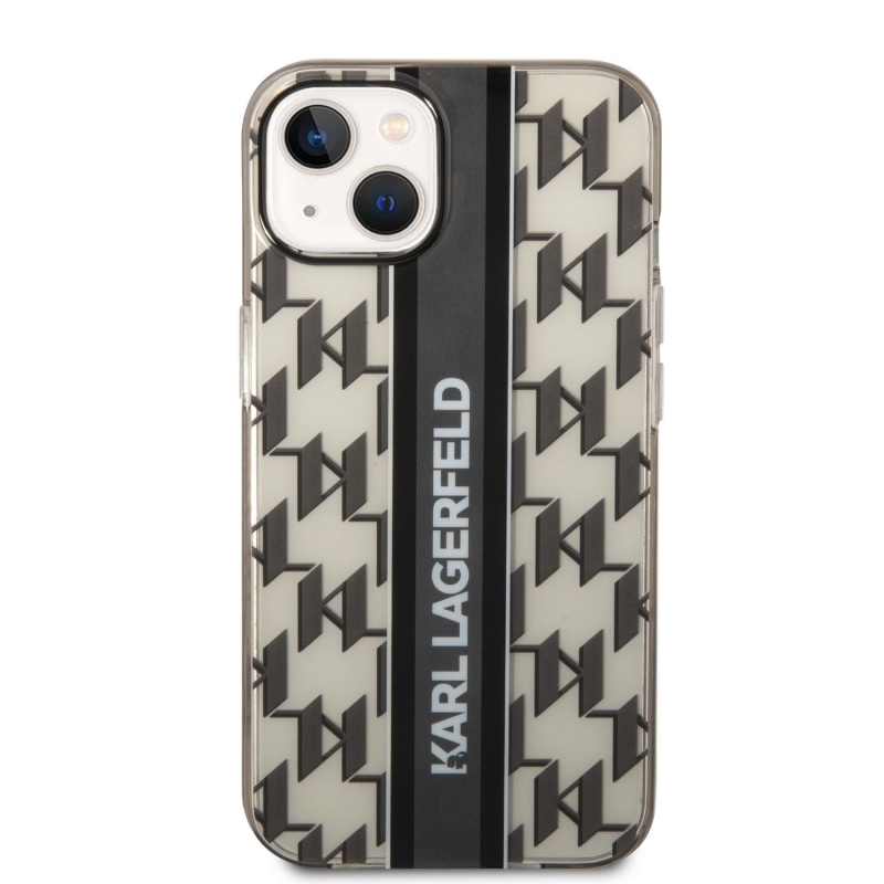 Karl Lagerfeld Monogram Vertical Stripe zadný kryt pre iPhone 14 Plus čierny