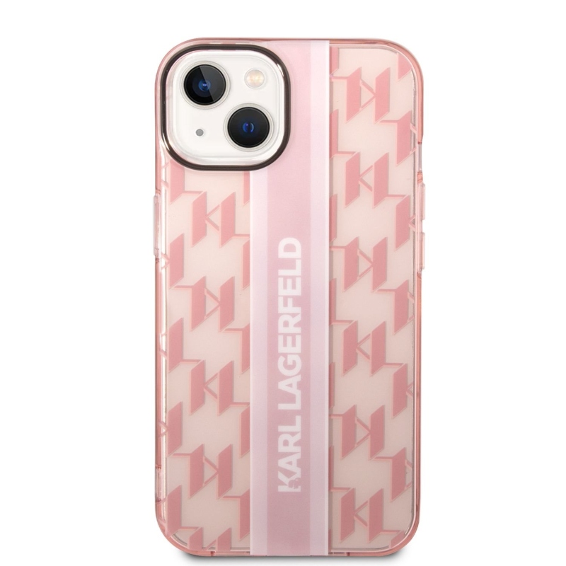 Karl Lagerfeld Monogram Vertical Stripe zadný kryt pre iPhone 14 Plus ružový