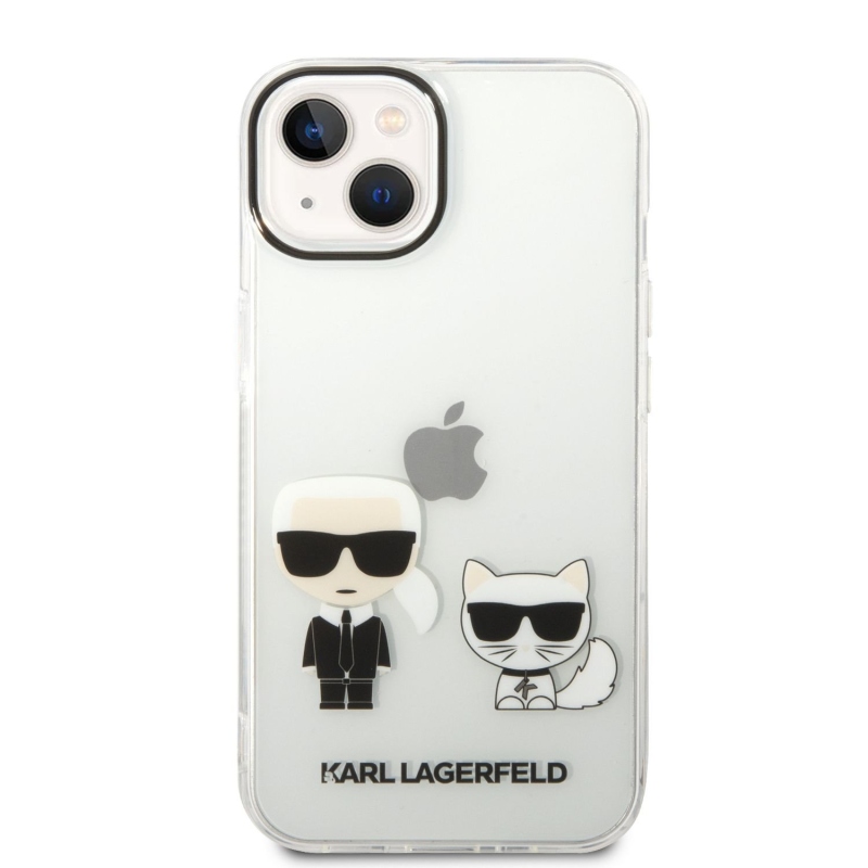 Karl Lagerfeld PC/TPU Ikonik Karl and Choupette zadný kryt pre iPhone 14 Plus priehľadný