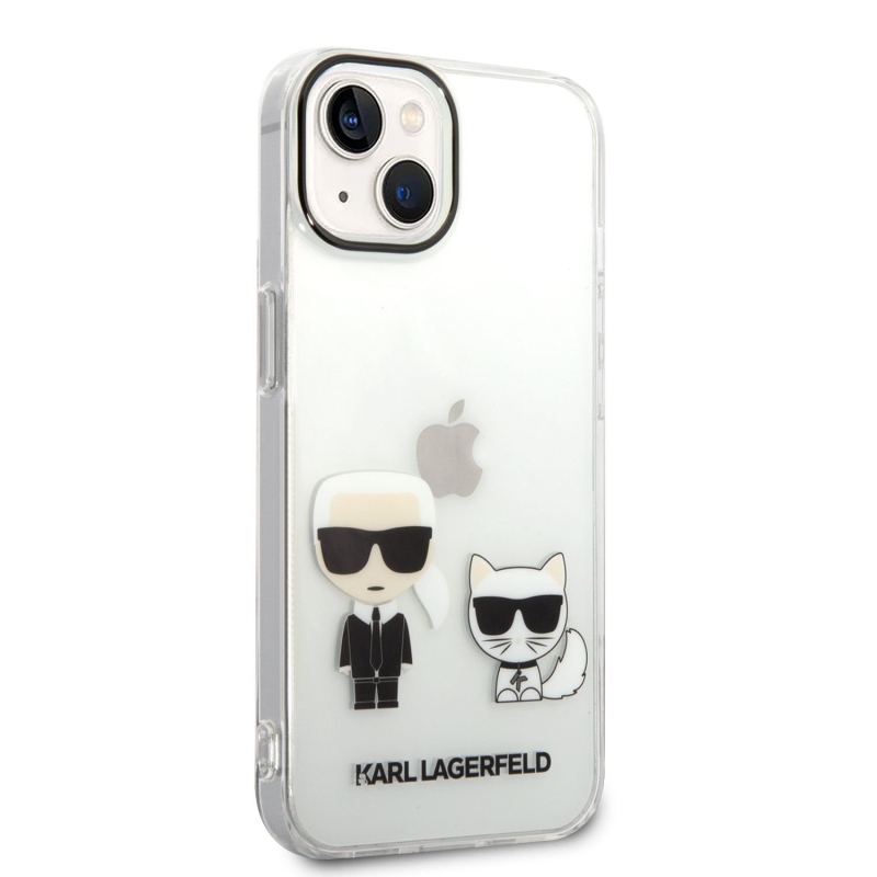 Karl Lagerfeld PC/TPU Ikonik Karl and Choupette zadný kryt pre iPhone 14 Plus priehľadný