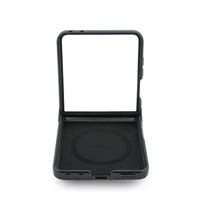 Karl Lagerfeld PU – zadný kryt s magnetickým uchytením s motívom Karl a Choupette pre Samsung Galaxy Z Flip 8, čierny