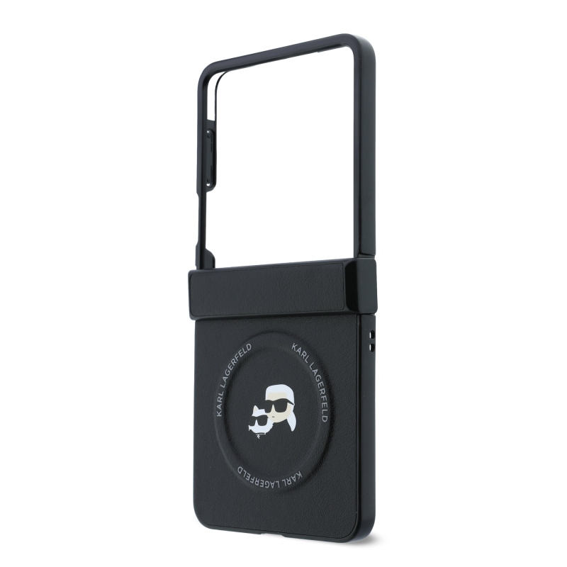 Karl Lagerfeld PU – zadný kryt s magnetickým uchytením s motívom Karl a Choupette pre Samsung Galaxy Z Flip 8, čierny