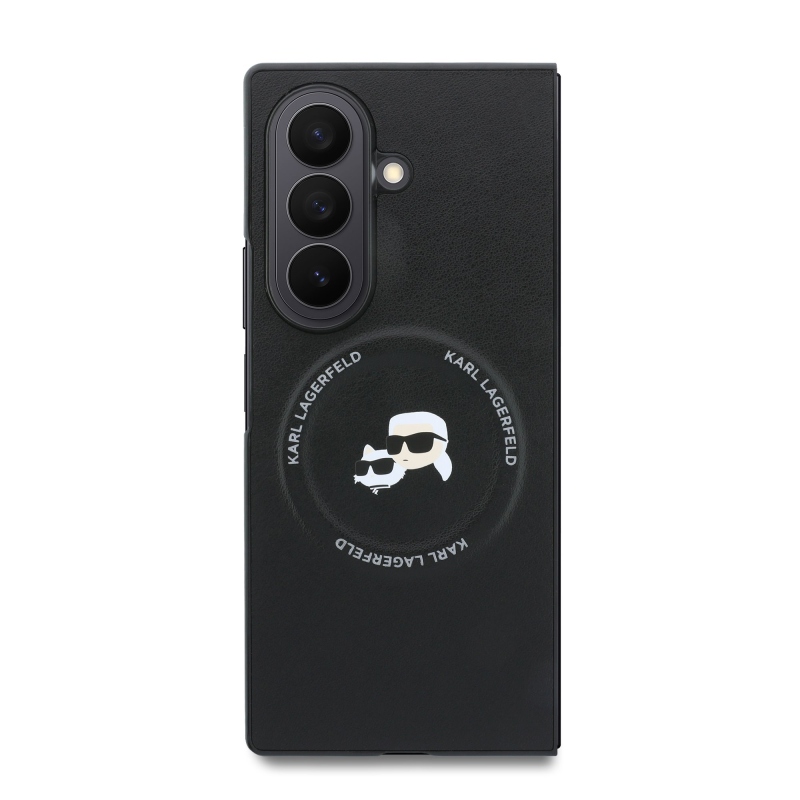 Karl Lagerfeld PU – magnetický zadný kryt s motívom Karl a Choupette pre Samsung Galaxy Z Fold 8, farba Ultra Black