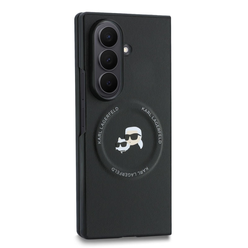 Karl Lagerfeld PU – magnetický zadný kryt s motívom Karl a Choupette pre Samsung Galaxy Z Fold 8, farba Ultra Black