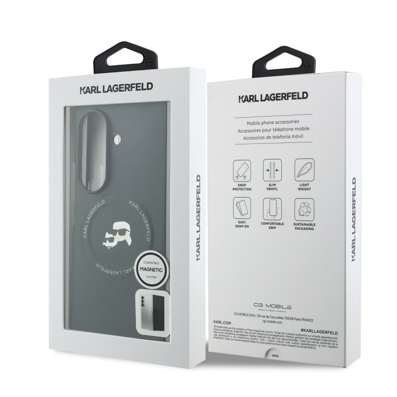 Karl Lagerfeld PU – magnetický zadný kryt s motívom Karl a Choupette pre Samsung Galaxy Z Fold 8, farba Ultra Black