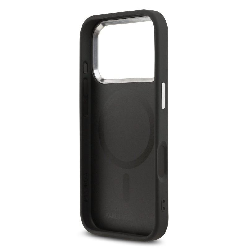 Karl Lagerfeld PU Karl and Choupette Heads Pins MagSafe Zadný Kryt pre iPhone 17 Pro Max Black