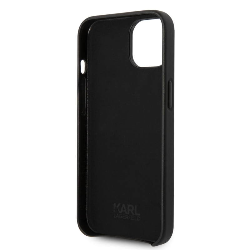 Karl Lagerfeld PU Leather Perforated Logo zadný kryt pre iPhone 14 Plus čierny