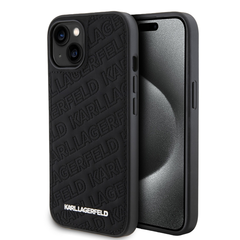 Karl Lagerfeld PU Quilted Pattern Zadný Kryt pre iPhone 15 Black