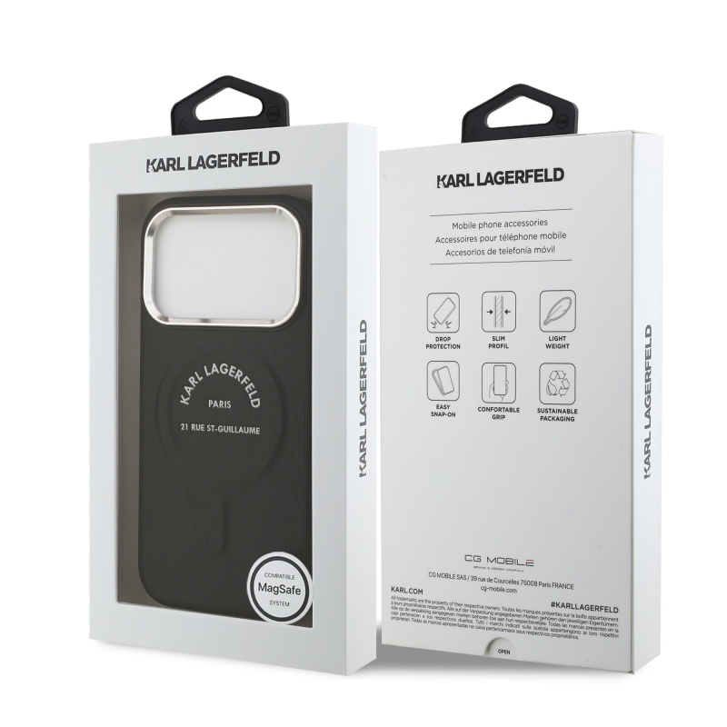 Zadný kryt Karl Lagerfeld PU RSG Logo MagSafe pre iPhone 17 Pro Black