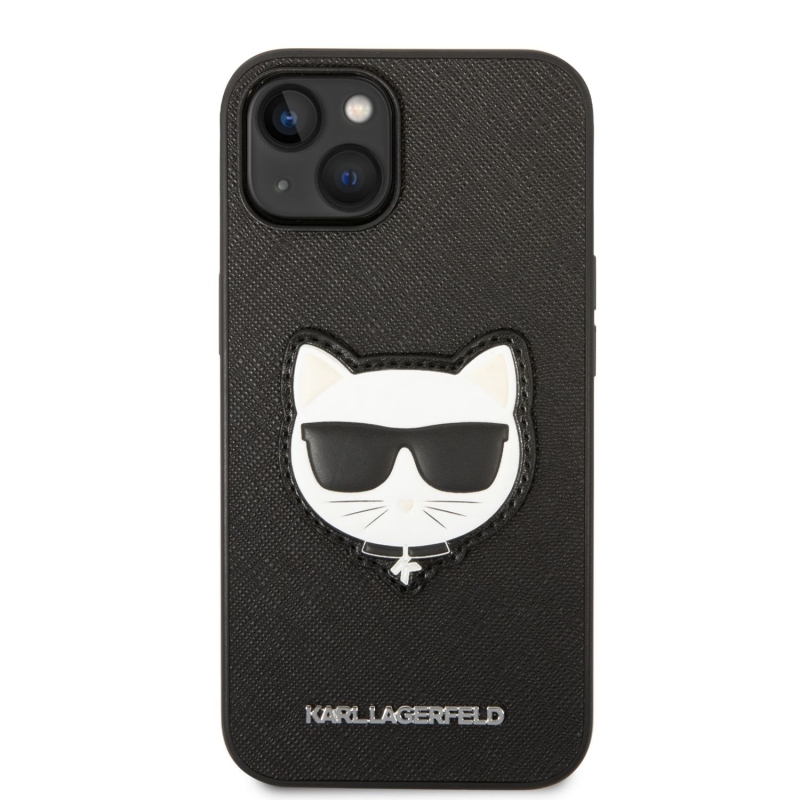 Karl Lagerfeld PU Saffiano Choupette Head zadný kryt pre iPhone 14 Plus čierny