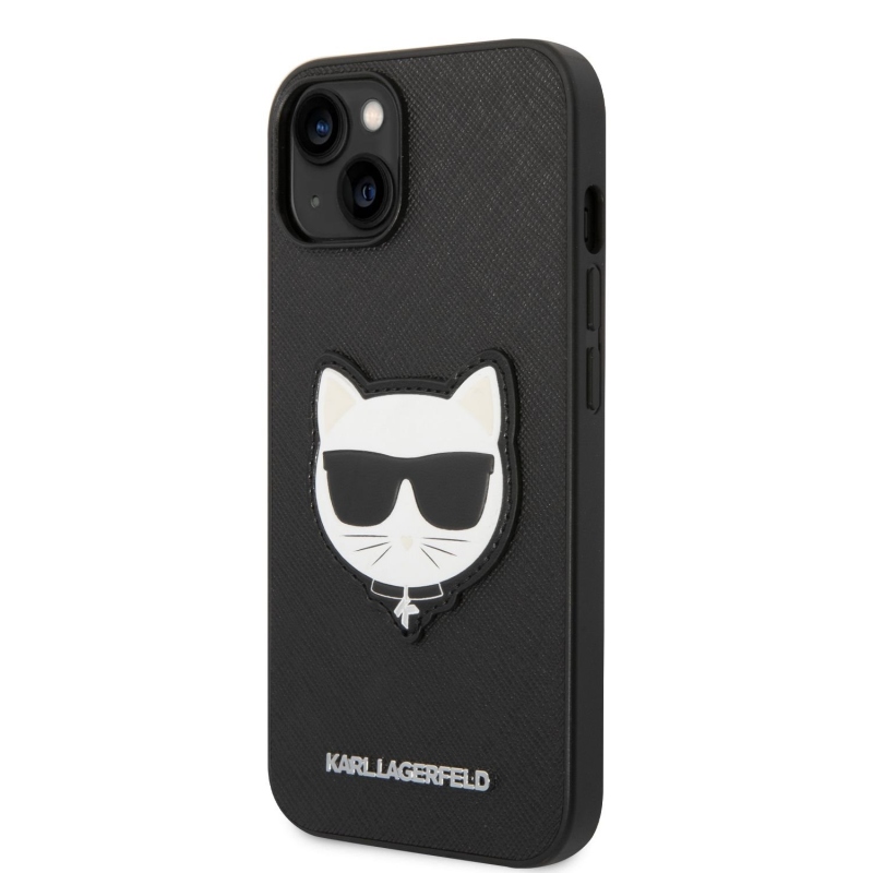 Karl Lagerfeld PU Saffiano Choupette Head zadný kryt pre iPhone 14 Plus čierny