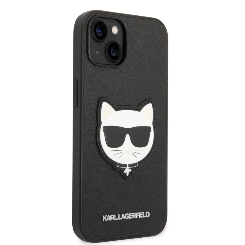 Karl Lagerfeld PU Saffiano Choupette Head zadný kryt pre iPhone 14 Plus čierny