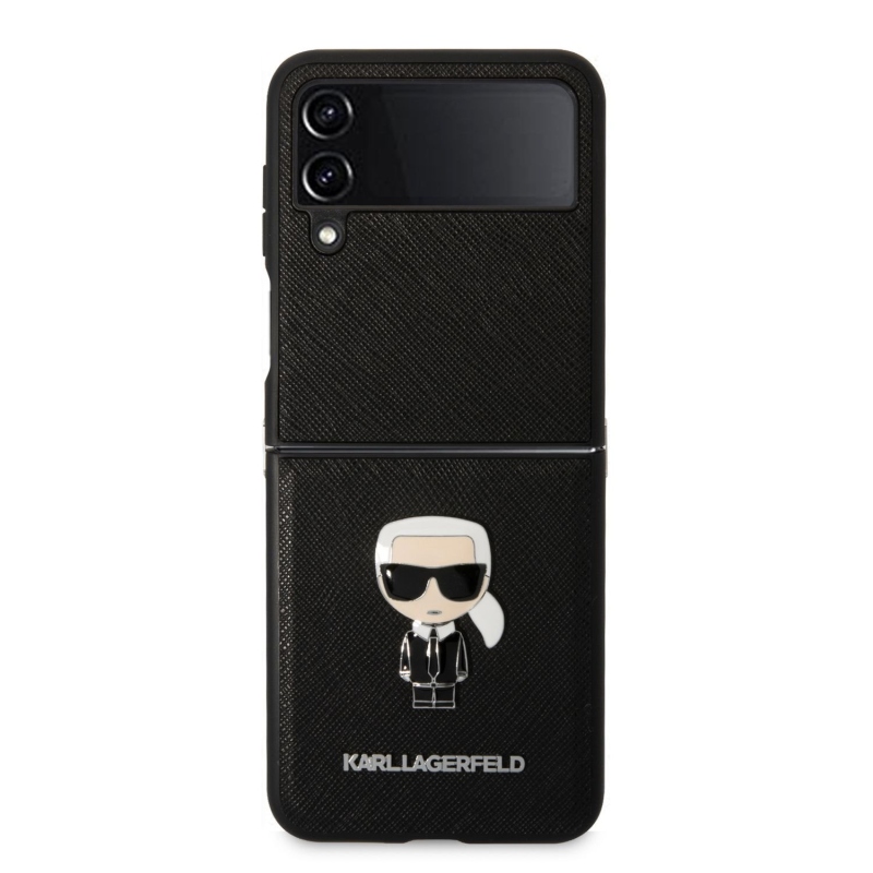 Karl Lagerfeld PU Saffiano Ikonik kryt pre Samsung Galaxy Z Flip 4 čierny