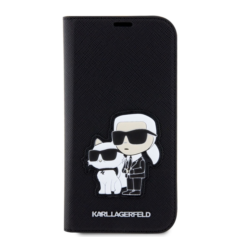Karl Lagerfeld PU Saffiano Karl and Choupette NFT Book púzdro pre iPhone 13 čierny