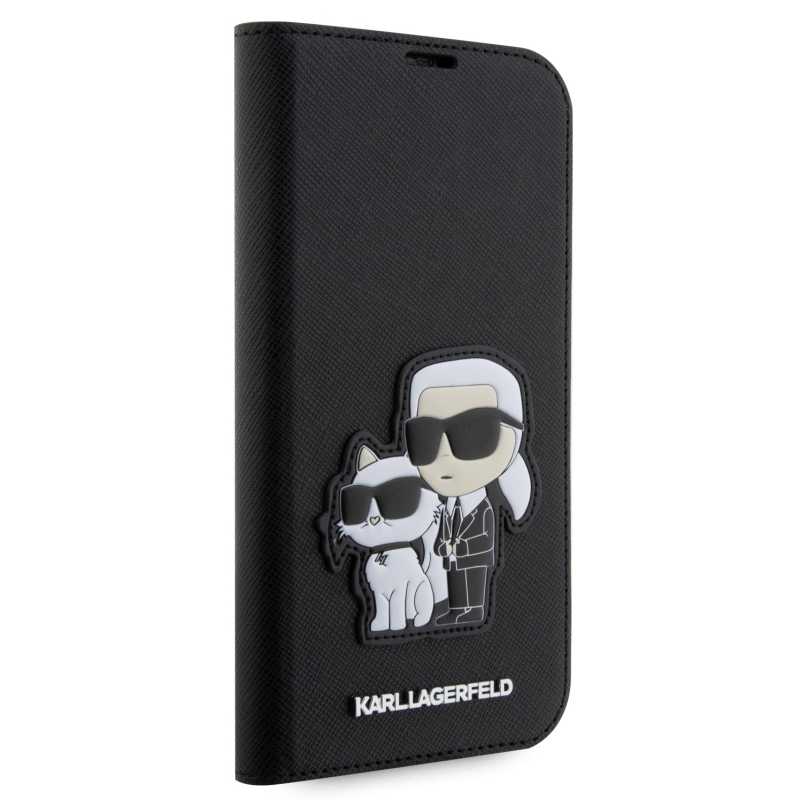 Karl Lagerfeld PU Saffiano Karl and Choupette NFT Book púzdro pre iPhone 13 Pro čierny