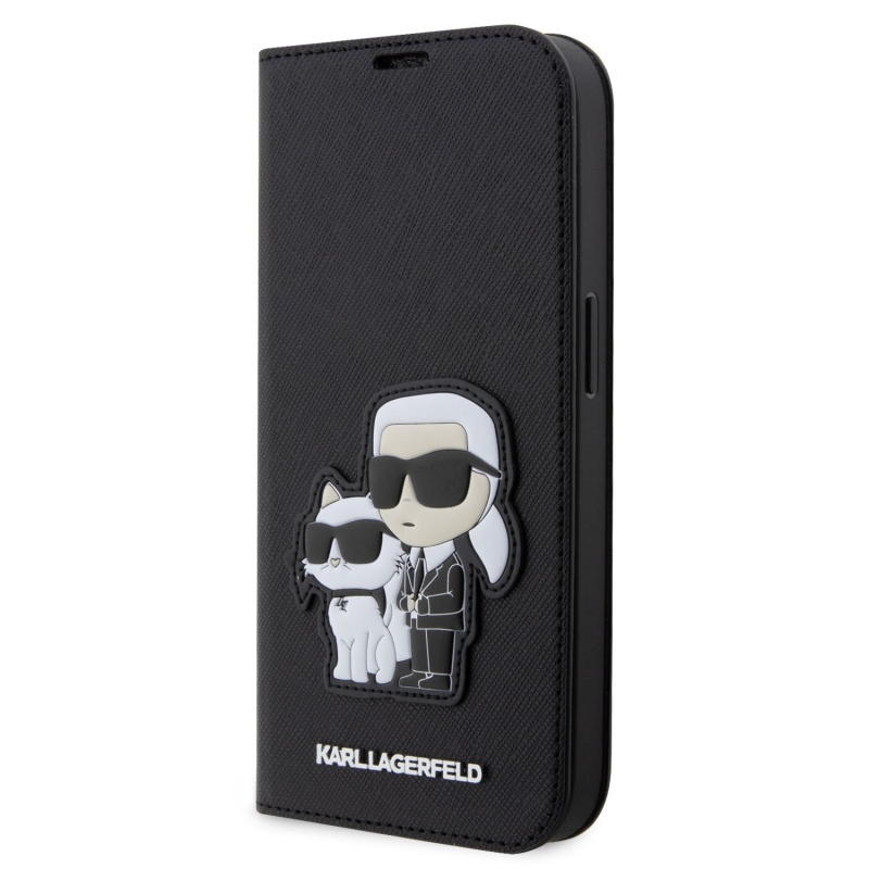 Karl Lagerfeld PU Saffiano Karl and Choupette NFT Book púzdro pre iPhone 14 Pro čierny