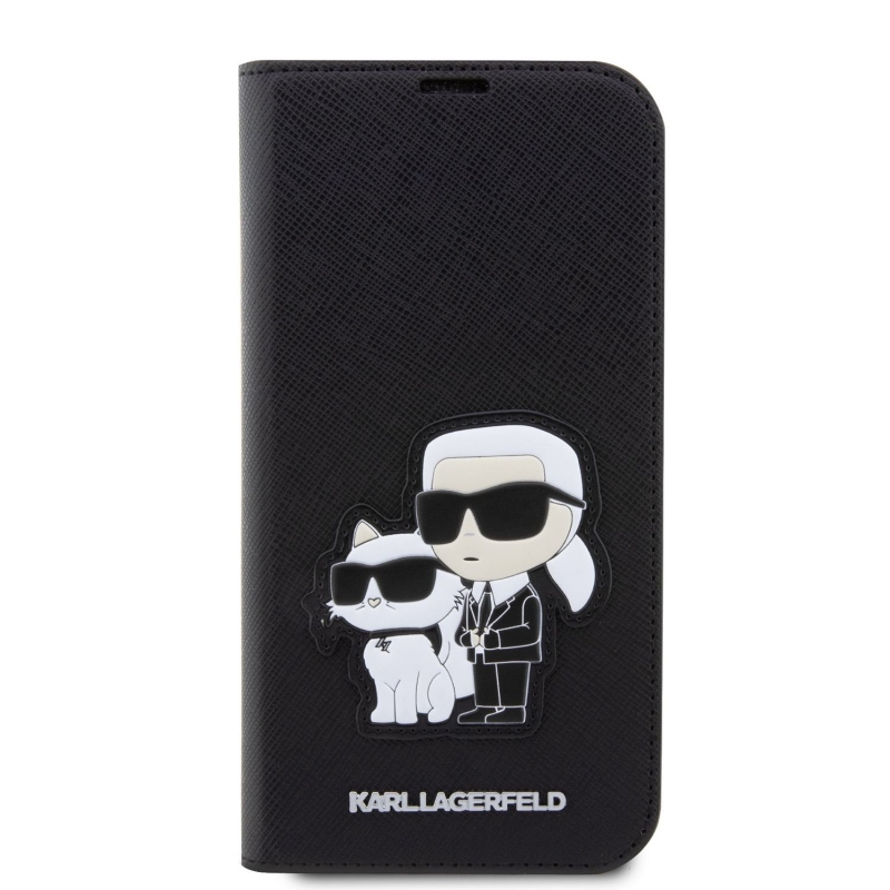 Karl Lagerfeld PU Saffiano Karl and Choupette NFT Book púzdro pre iPhone 14 Pro čierny