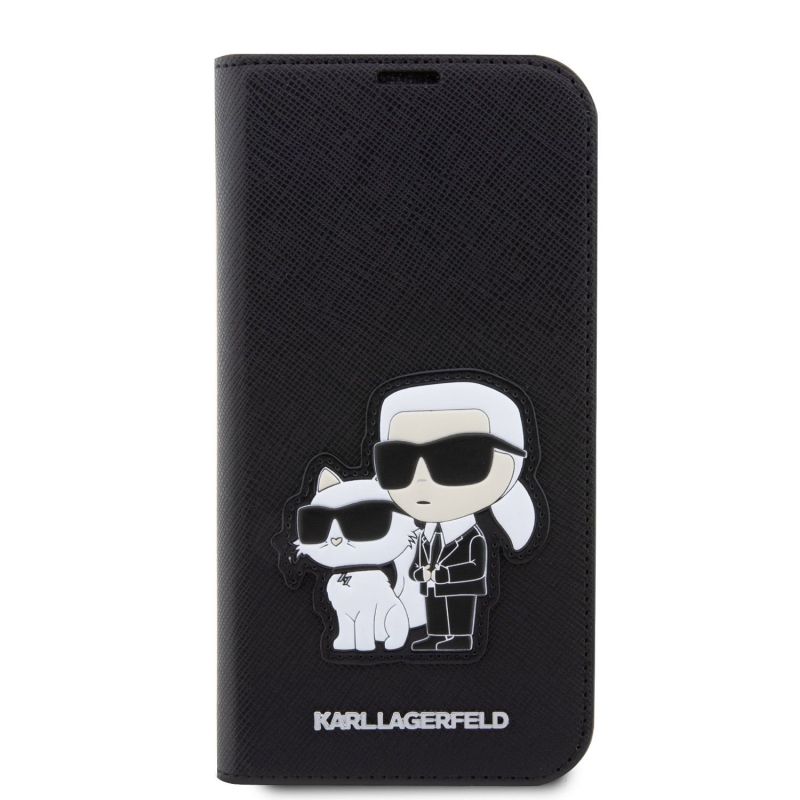 Karl Lagerfeld PU Saffiano Karl and Choupette NFT Book Puzdro pre iPhone 14 Pro Max Black