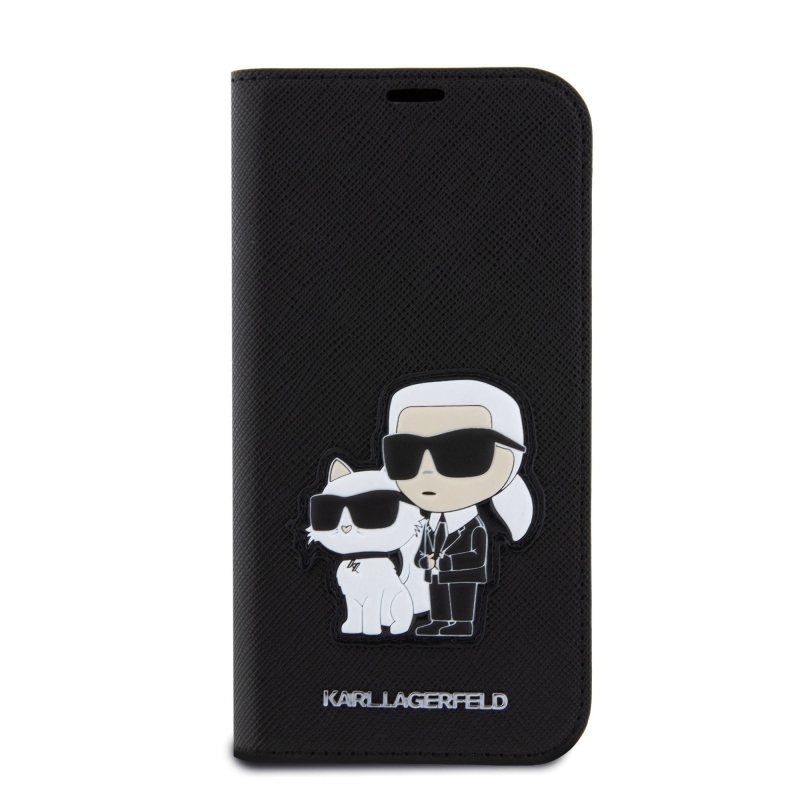Karl Lagerfeld PU Saffiano Karl and Choupette NFT Book púzdro pre iPhone 15 Pro čierny