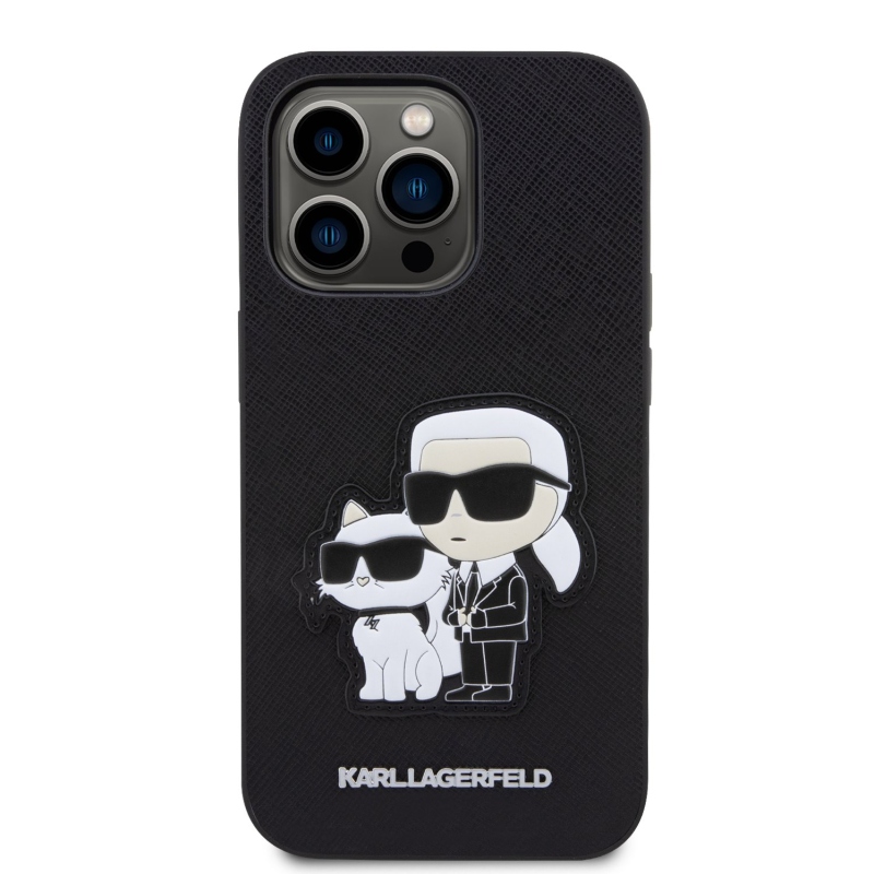 Karl Lagerfeld PU Saffiano Karl and Choupette NFT zadný kryt pre iPhone 13 Pro čierny